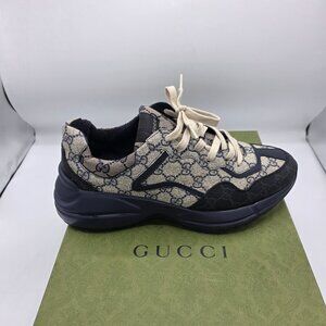 Gucci GG Rhyton 'Beige Blue Monogram' Sneakers Size 10